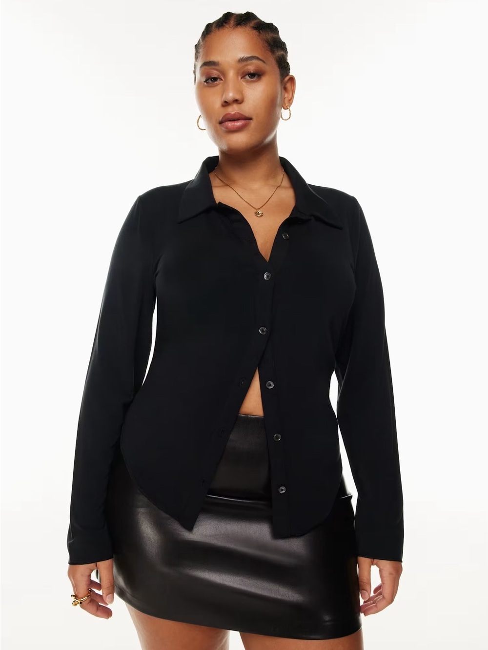 Aritzia POSE Black Long-Sleeve Button-Up Shirt - Picture 3 of 4